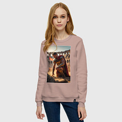 Свитшот хлопковый женский Спартак в Колизее, цвет: пыльно-розовый — фото 2