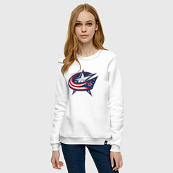 Свитшот хлопковый женский Columbus blue jackets - hockey team - emblem, цвет: белый — фото 2