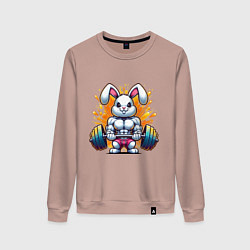 Свитшот хлопковый женский Gym bunny barbell, цвет: пыльно-розовый