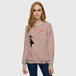 Свитшот хлопковый женский Девочка и топор, цвет: пыльно-розовый — фото 2