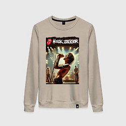 Свитшот хлопковый женский Мик Джагер - Роллинг Стоунз, цвет: миндальный
