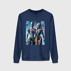 Свитшот хлопковый женский Barbie and Ken - cyber fantasy, цвет: тёмно-синий