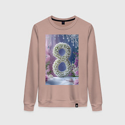 Женский свитшот Ландыши к 8 марта на снегу