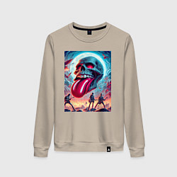 Свитшот хлопковый женский Rolling Stones - skull transformation, цвет: миндальный