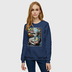 Свитшот хлопковый женский Rick Sanchez is a hippie from New York, цвет: тёмно-синий — фото 2