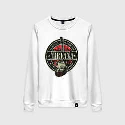 Свитшот хлопковый женский Нирвана гранж, цвет: белый