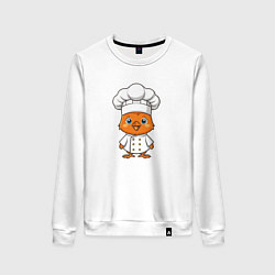 Свитшот хлопковый женский Цыплёнок повар, цвет: белый