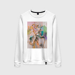 Свитшот хлопковый женский Пастельная тропическая абстракция, цвет: белый