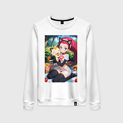 Свитшот хлопковый женский Джесси и Мяут на пикнике, цвет: белый