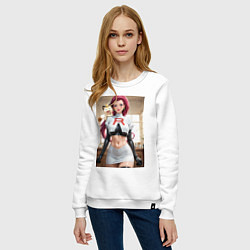 Свитшот хлопковый женский Джесси и Мяут, цвет: белый — фото 2