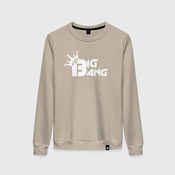 Свитшот хлопковый женский Big bang эмблема, цвет: миндальный