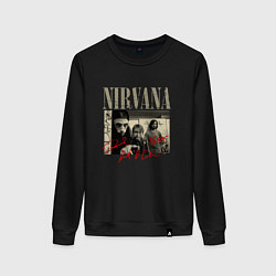 Свитшот хлопковый женский Нирвана фото с автографами, цвет: черный