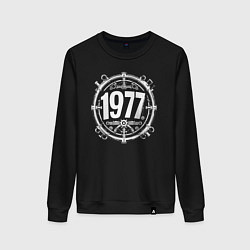 Свитшот хлопковый женский Механический круг времени 1977, цвет: черный