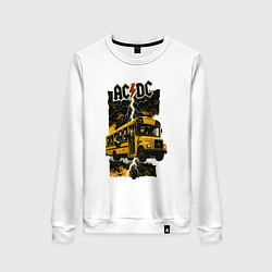 Свитшот хлопковый женский ACDC автобус, цвет: белый