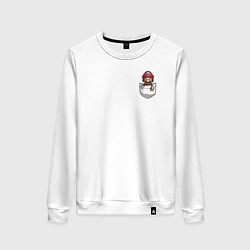 Свитшот хлопковый женский Карманный Марио, цвет: белый