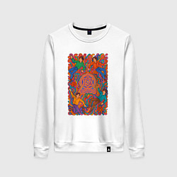 Свитшот хлопковый женский Astro психоделический рисунок, цвет: белый