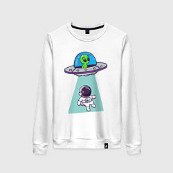 Свитшот хлопковый женский Похищение космонавта, цвет: белый
