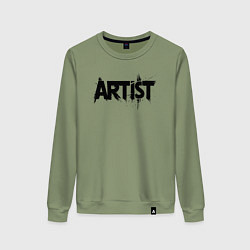Свитшот хлопковый женский Художник в стиле граффити, цвет: авокадо