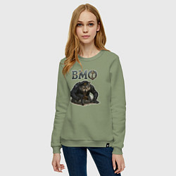 Свитшот хлопковый женский Злой волк ВМФ, цвет: авокадо — фото 2