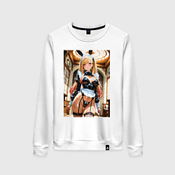 Свитшот хлопковый женский Марин Китагава в откровенном наряде горничной-крол, цвет: белый