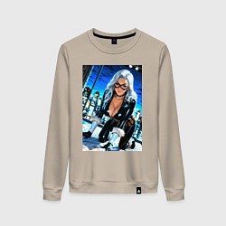 Женский свитшот Черная кошка на крыше