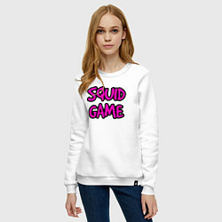 Свитшот хлопковый женский Pink squid game, цвет: белый — фото 2