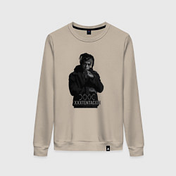 Свитшот хлопковый женский XXXTentacion грустный, цвет: миндальный
