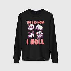 Свитшот хлопковый женский Как я катаюсь, цвет: черный