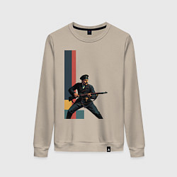 Свитшот хлопковый женский Поп-арт, белогвардеец, цвет: миндальный