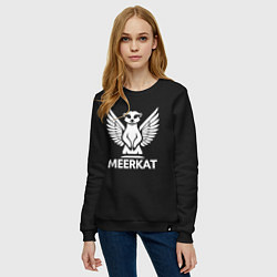 Свитшот хлопковый женский Крылатый сурикат, цвет: черный — фото 2