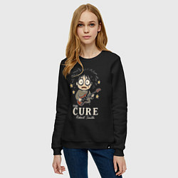 Свитшот хлопковый женский The Cure рок группа, цвет: черный — фото 2