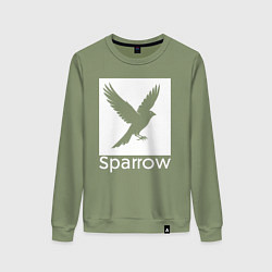Свитшот хлопковый женский Летящий воробей, цвет: авокадо