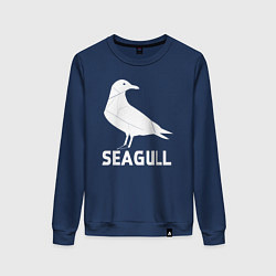 Свитшот хлопковый женский Морская белая чайка, цвет: тёмно-синий