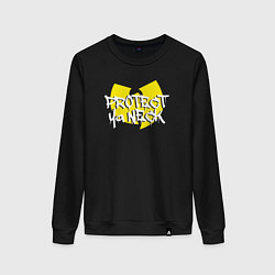 Свитшот хлопковый женский Protect ya neck Wu-Tang, цвет: черный