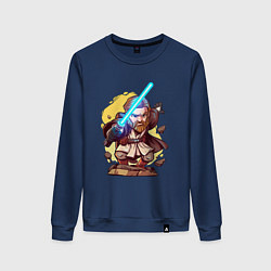 Свитшот хлопковый женский Звёздные войны: Оби-Ван Кеноби - арт, цвет: тёмно-синий