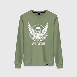 Женский свитшот Авиатор с крыльями и цветами