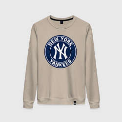 Свитшот хлопковый женский New York Yankees - baseball team logo, цвет: миндальный