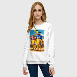 Свитшот хлопковый женский Ёжик Соник и ехидна пустились во все тяжкие, цвет: белый — фото 2