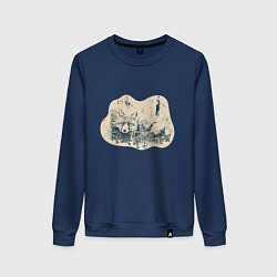 Свитшот хлопковый женский Туаль де Жуи лиса, цвет: тёмно-синий