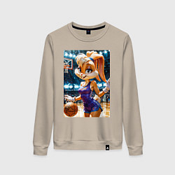 Свитшот хлопковый женский Лола Банни играет в баскетбол, цвет: миндальный