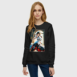 Свитшот хлопковый женский Боевая стойка Йор Форджер, цвет: черный — фото 2