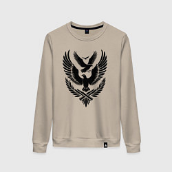 Свитшот хлопковый женский Три летящих птицы, цвет: миндальный