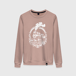 Женский свитшот Винтажный паровоз в орнаменте