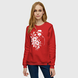 Свитшот хлопковый женский Цветы мафии, цвет: красный — фото 2
