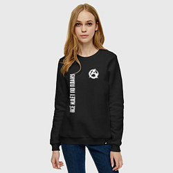 Свитшот хлопковый женский Всё идёт по плану - со знаком анархии, цвет: черный — фото 2