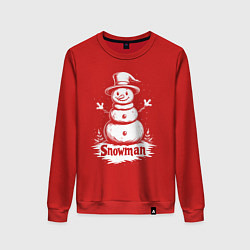 Женский свитшот Весёлый снеговик в цилиндре