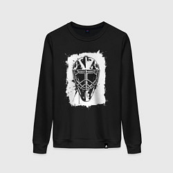 Свитшот хлопковый женский Вратарская маска в белом квадрате, цвет: черный