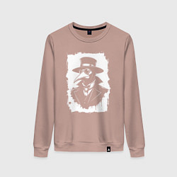 Свитшот хлопковый женский Чумной доктор в шляпе, цвет: пыльно-розовый