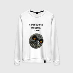 Свитшот хлопковый женский Могу превратиться в чертовку, цвет: белый