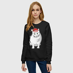 Свитшот хлопковый женский Мемный кот Бендер - 2026, цвет: черный — фото 2
